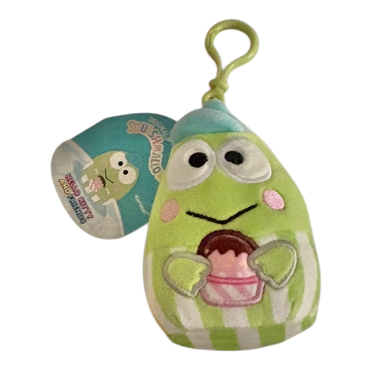 Sanrio Keroppi w/Cupcake Jazwares Squishmallows Keychain NWT - photo 2