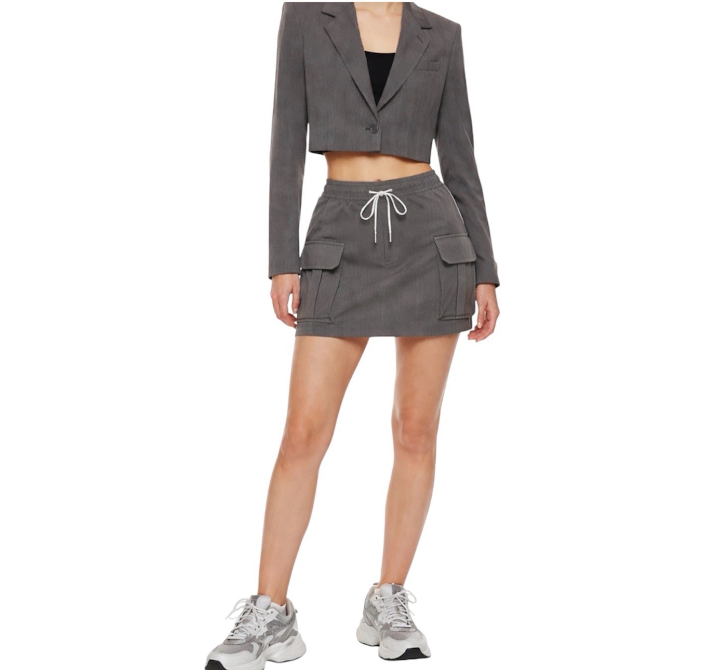 Babaton Aritzia Arbus Single Breasted Cropped Blazer Gray S