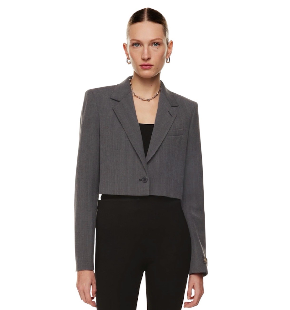 Babaton Aritzia Arbus Single Breasted Cropped Blazer Gray S - photo 2