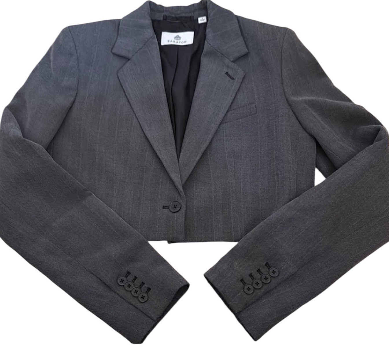 Babaton Aritzia Arbus Single Breasted Cropped Blazer Gray S - photo 3