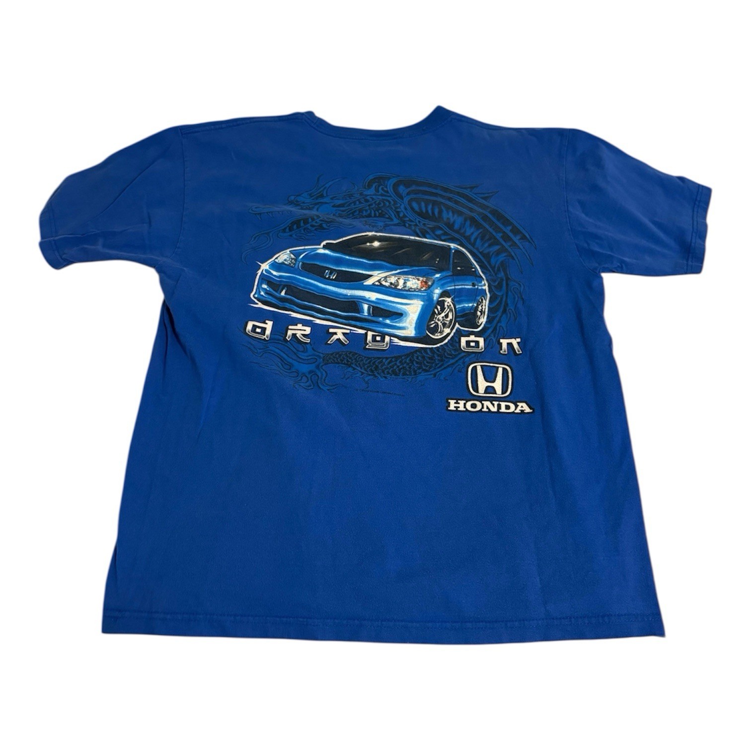 HONDA Rare Y2K Tshirt Honda Civic Print Blue Large Boys KJM - photo 3