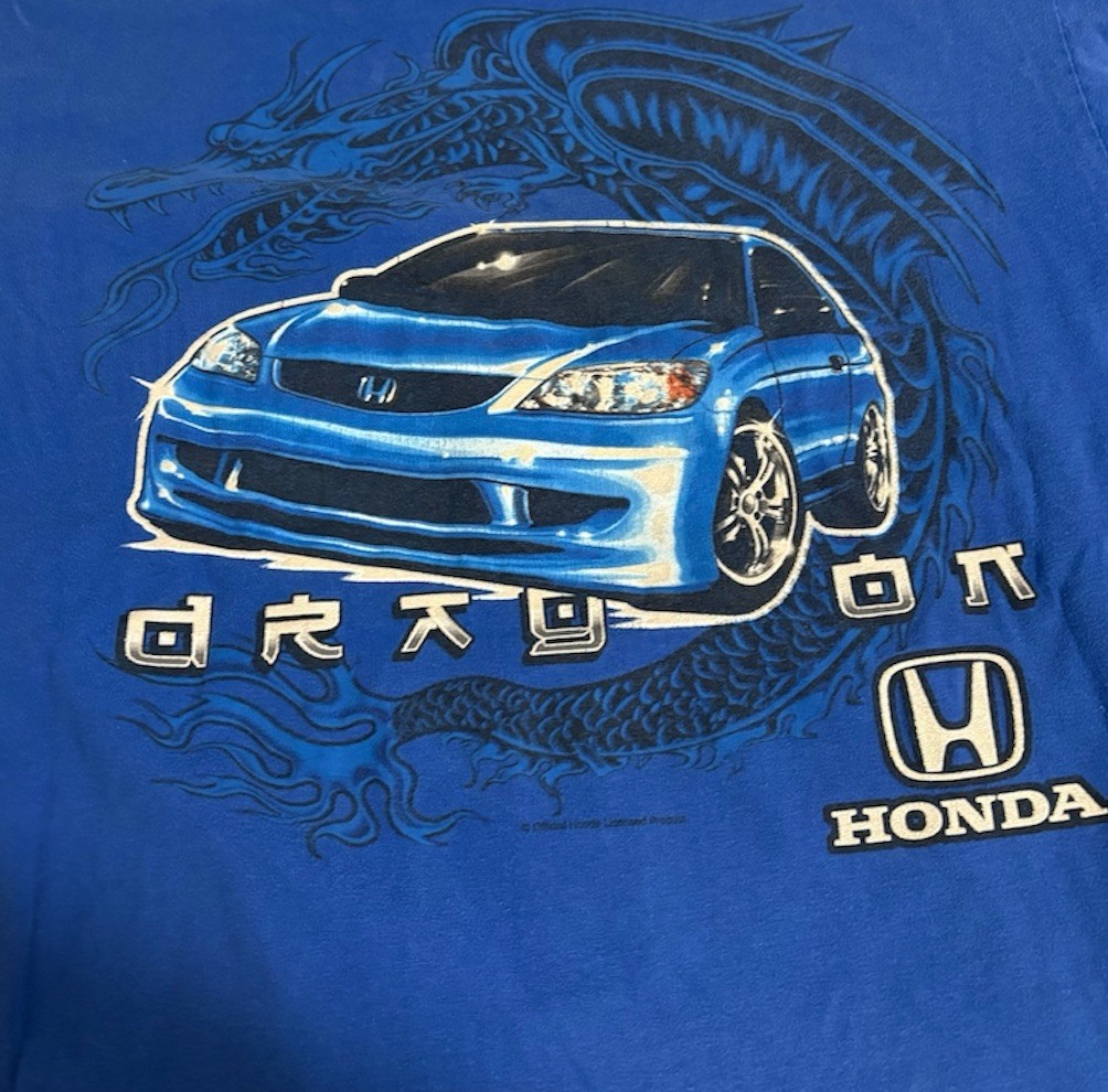 HONDA Rare Y2K Tshirt Honda Civic Print Blue Large Boys KJM - photo 4