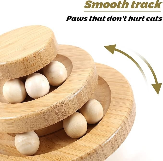 Interactive Wooden Cat Toy with Balls - photo 3