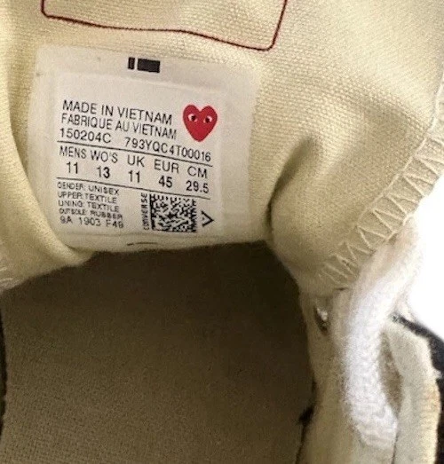 Comme des Garcons x Converse Chuck Taylor High Top Mens 11 - photo 5