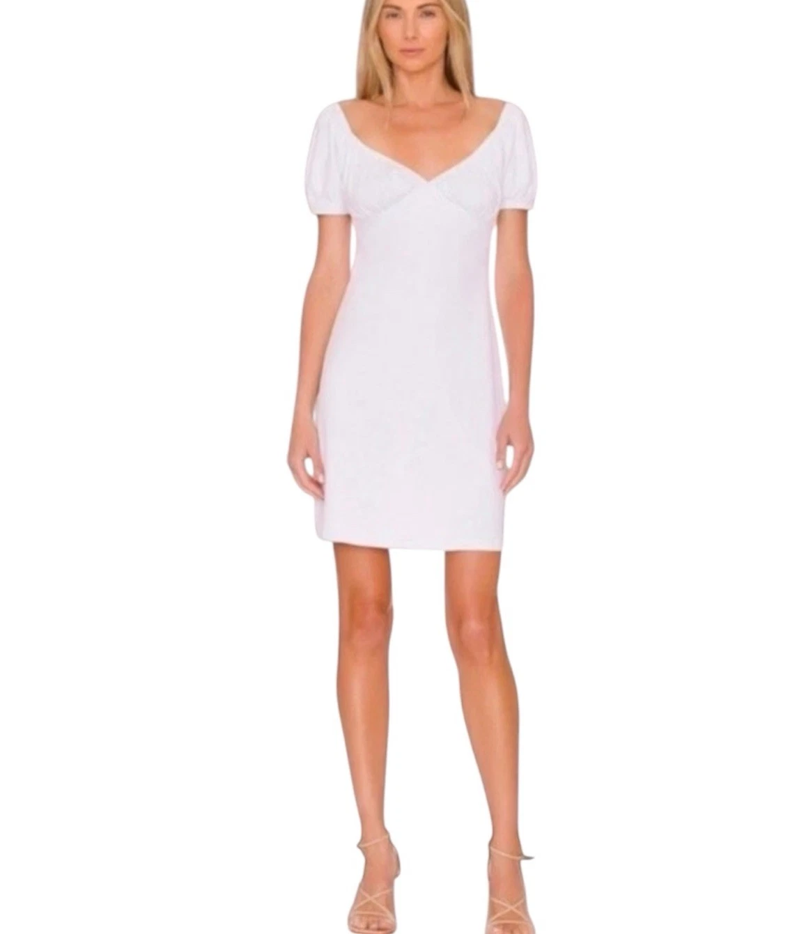 Susana Monaco Puff Sleeve A-Line Mini Dress - White Sugar S