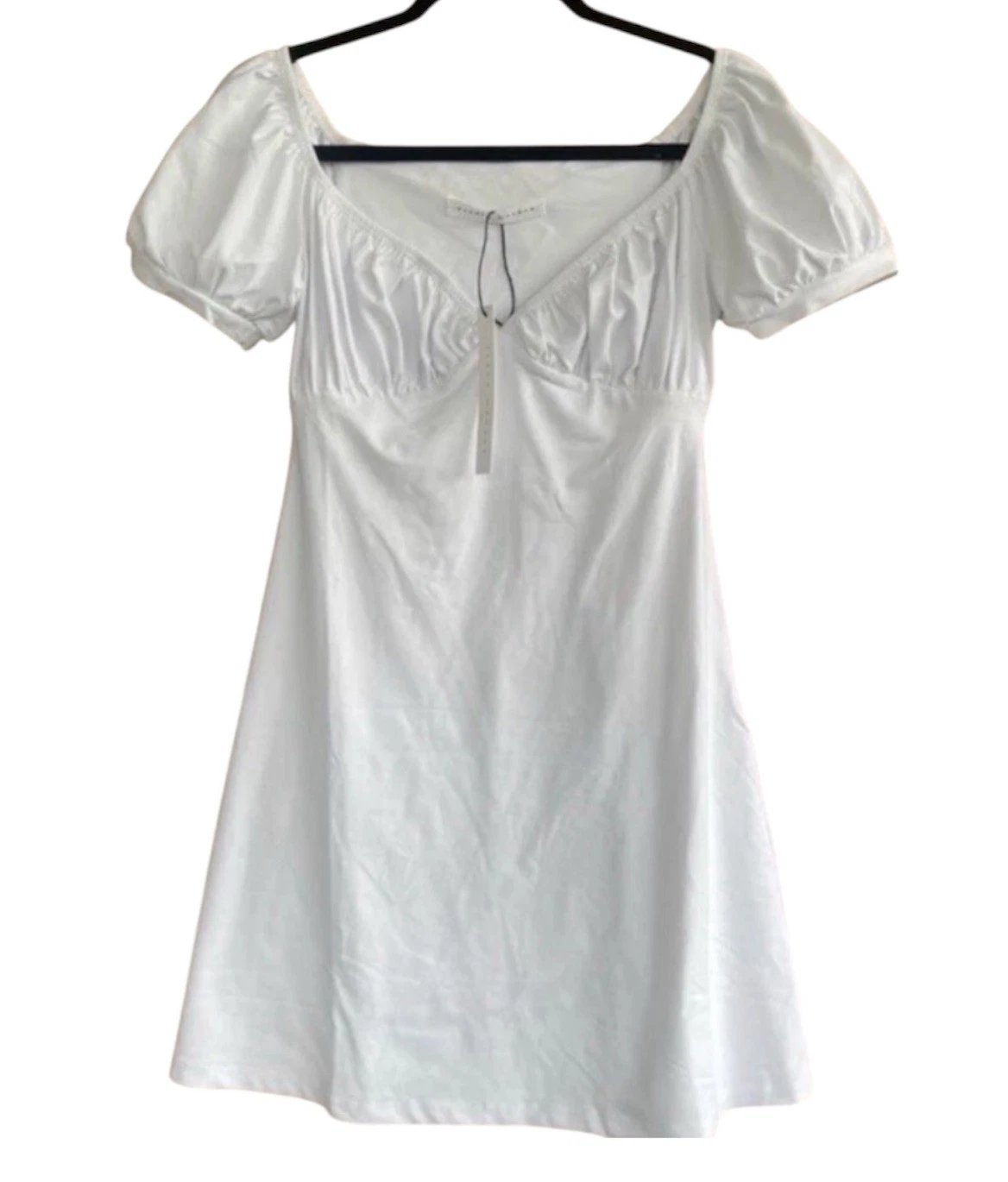 Susana Monaco Puff Sleeve A-Line Mini Dress - White Sugar S - photo 2