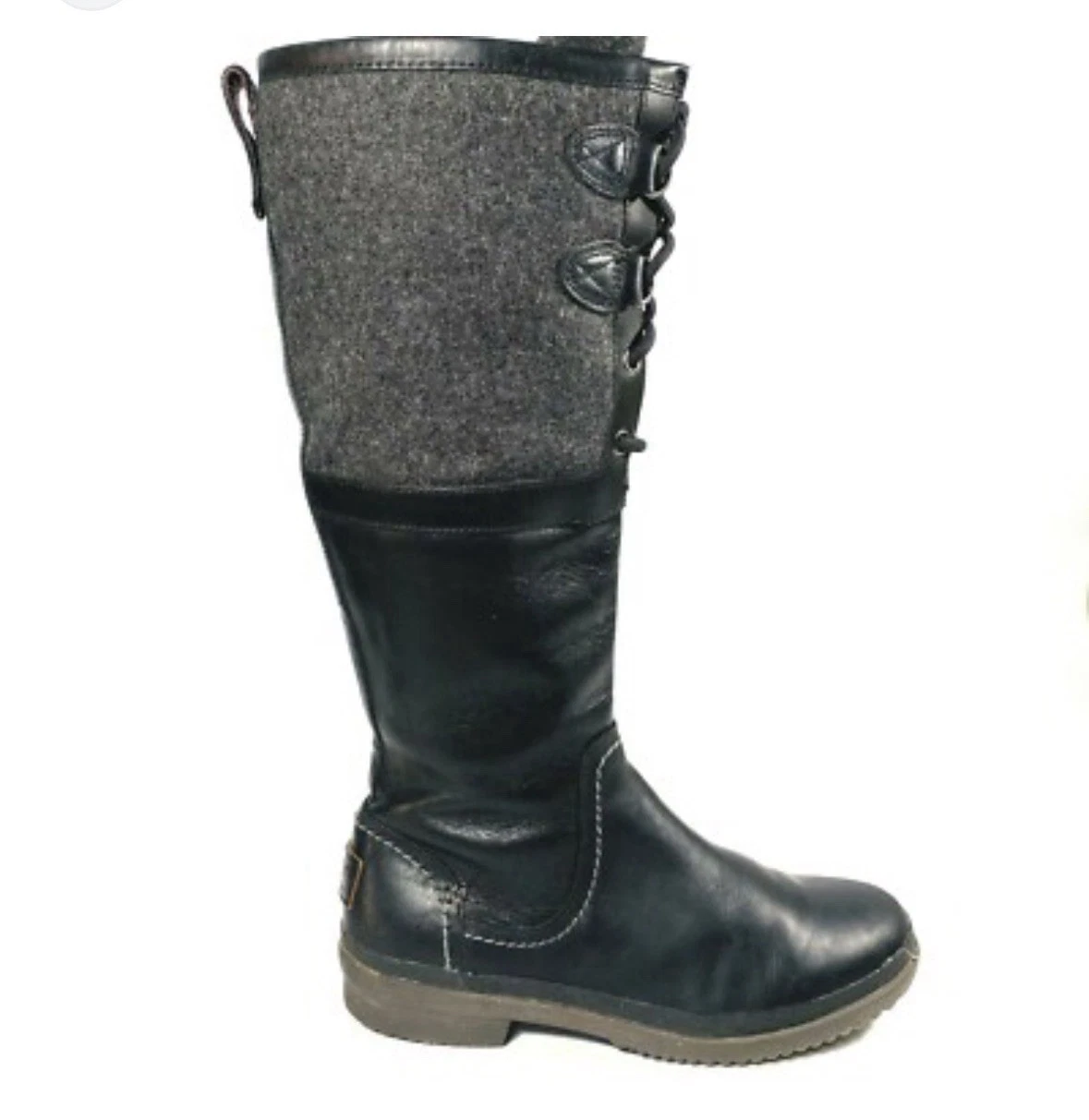 UGG Black Leather Tall Elsa Boots Lace Zip Casual Dress 1005578