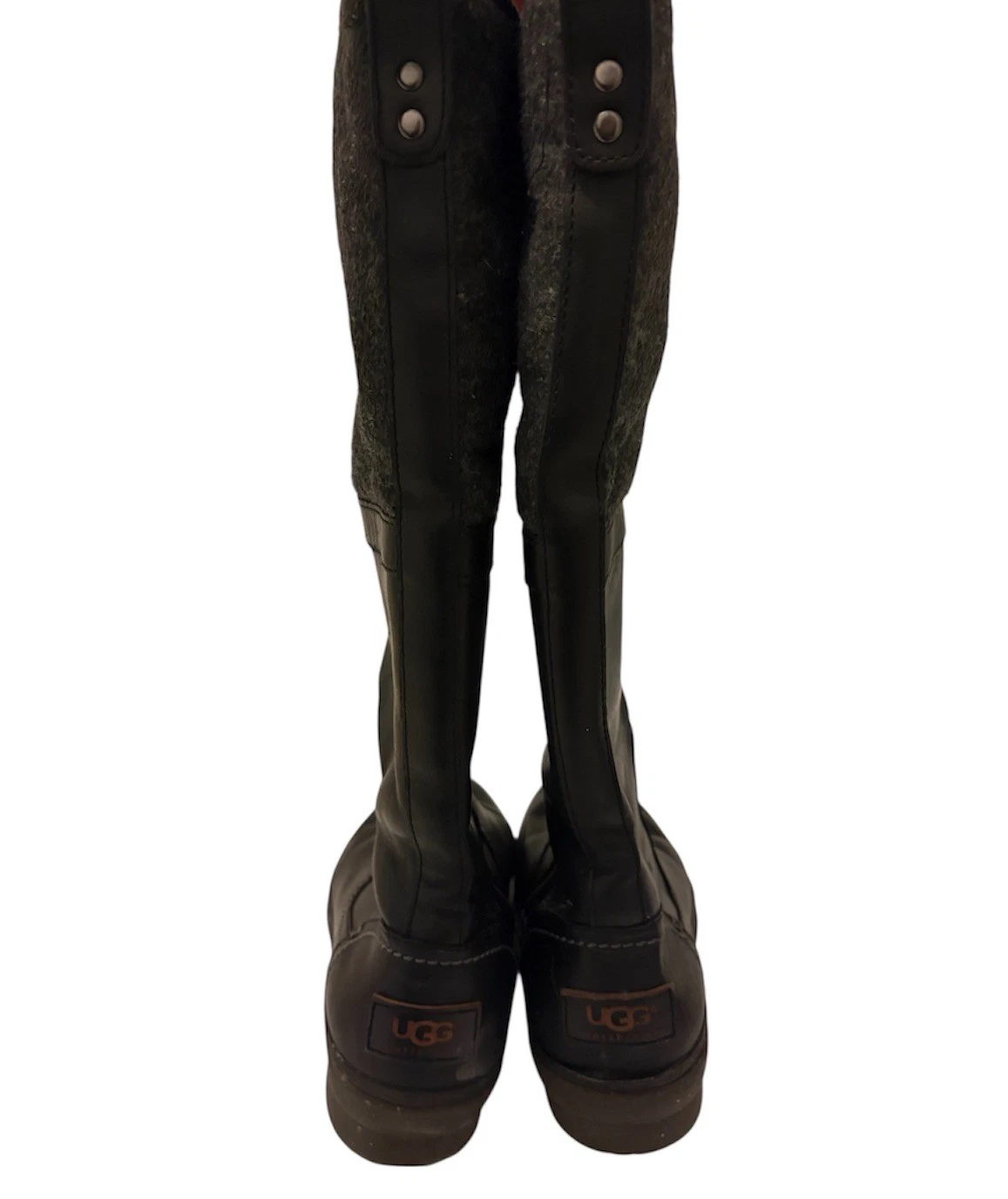 UGG Black Leather Tall Elsa Boots Lace Zip Casual Dress 1005578 - photo 5