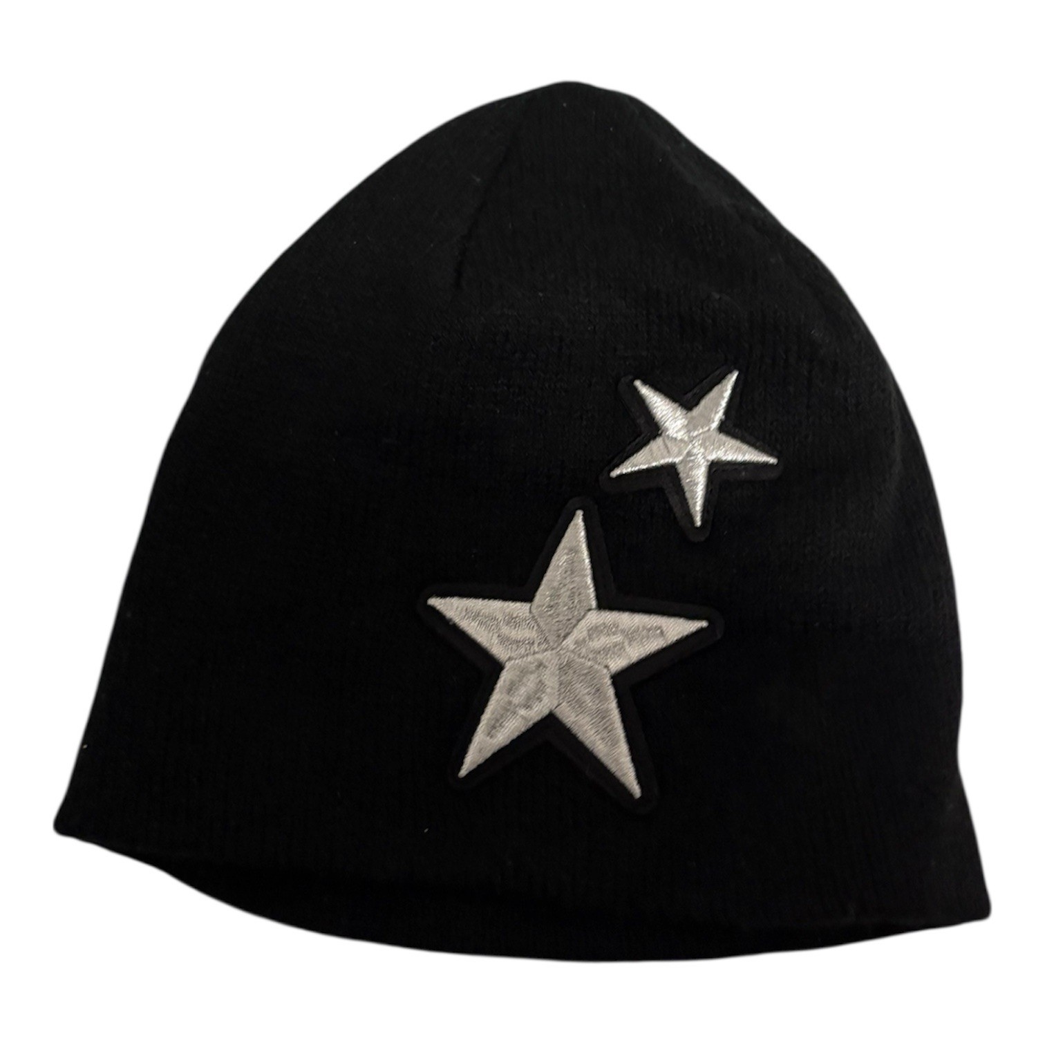 Rebecca Minkoff Silver Stars Knit Beanie Hat Black