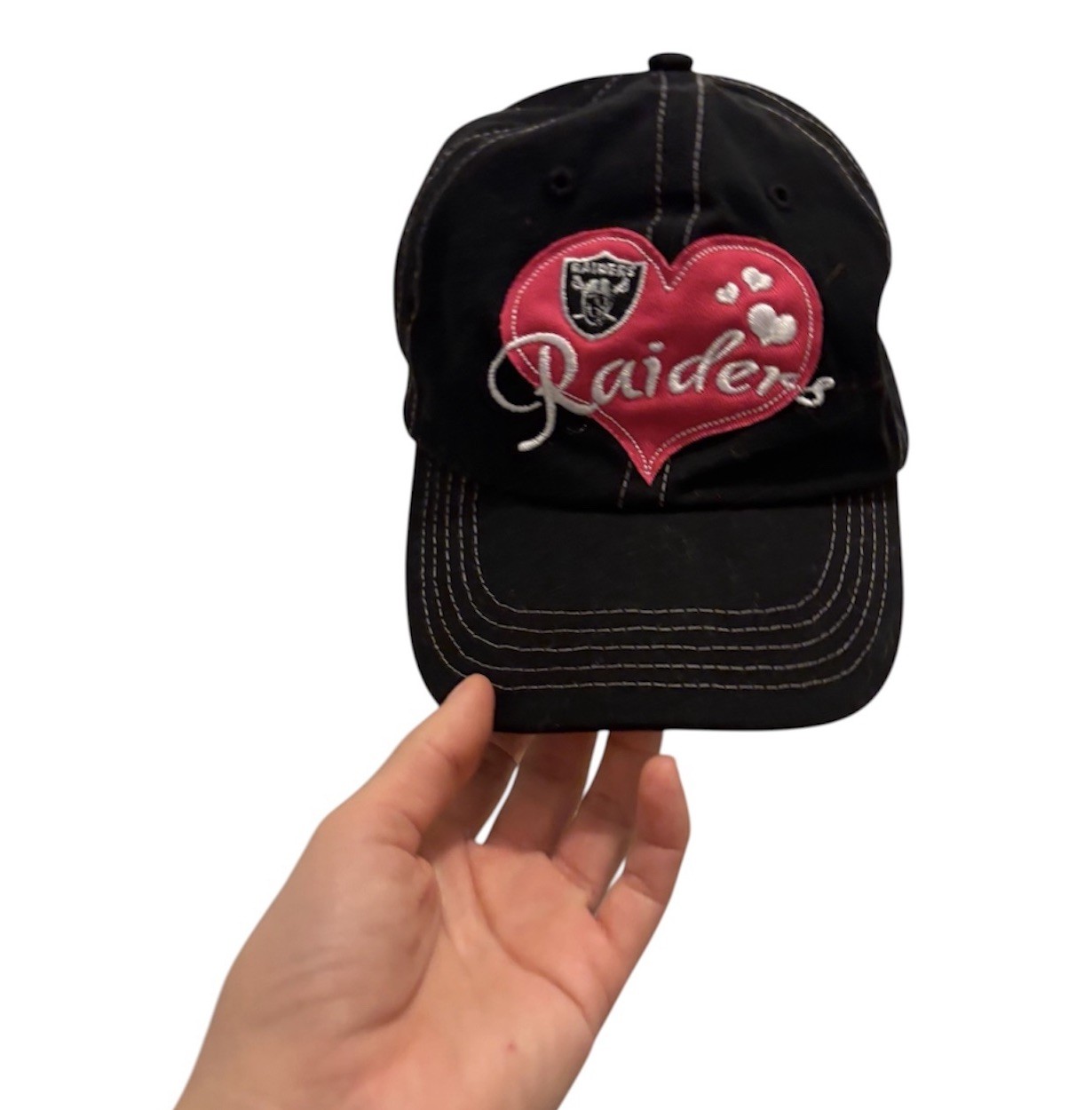 Raiders Vintage Y2K Black Baseball Cap with Pink Heart - photo 2