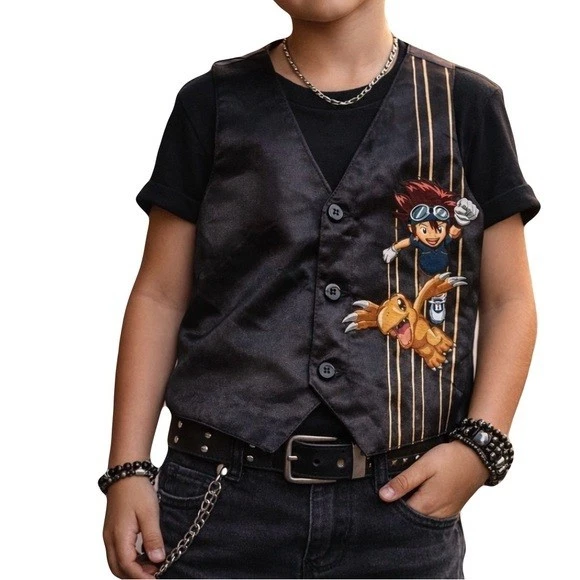 DIGIMON Vintage 90s Toddler Boys Size 4 Satin Vest