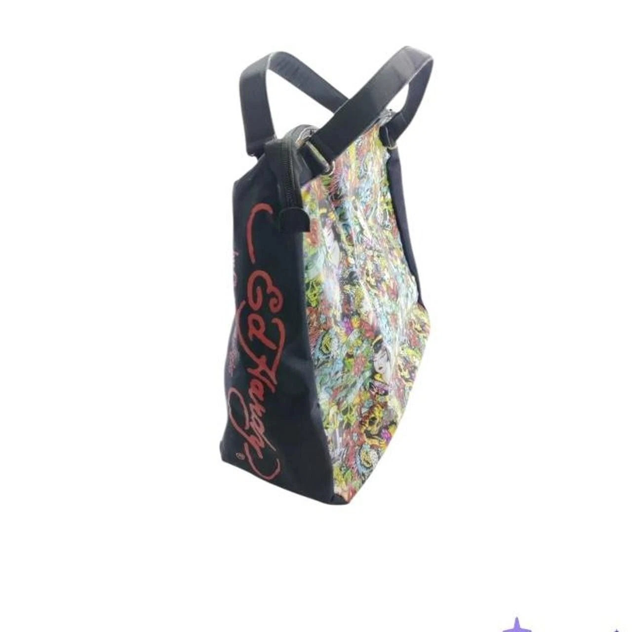 Ed Hardy Vintage Tote Bag Y2K Graphic Print Tattoo Style Shoulde - photo 3