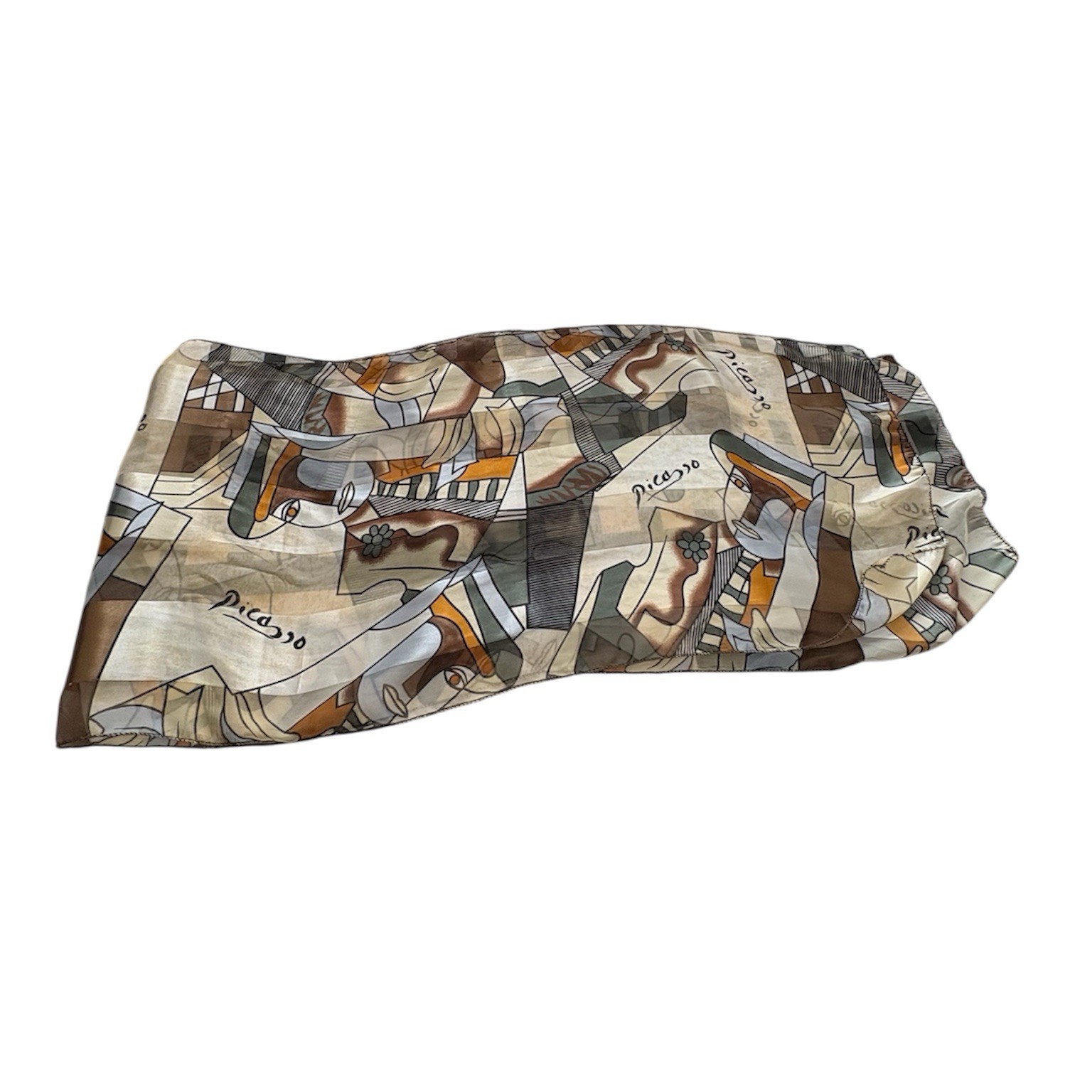 Picasso Abstract Art Print Scarf Headscarf Beige Brown Resort St - photo 3
