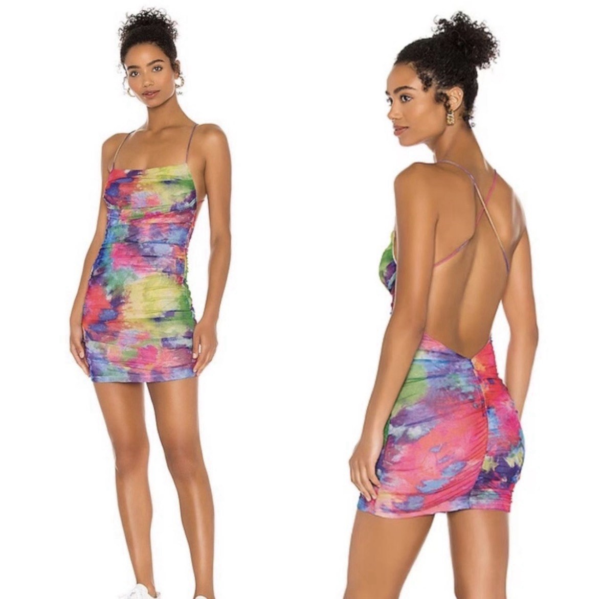 Superdown Sonora Cross Back Mini Dress Multi Colour Medium 🎨💕