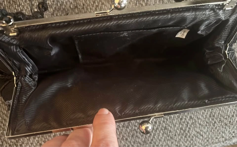 Black Beaded Sequin Clutch Purse - photo 4