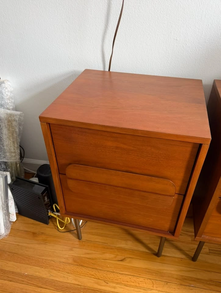 2 x West Elm Gemini Walnut Nightstands