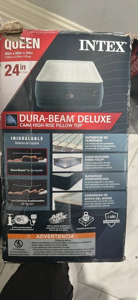 Intex Dura-Beam Deluxe Queen Air Mattress – 24” High – Built-in - photo 2