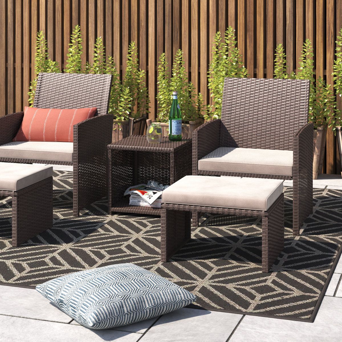 Rand Two Person Patio Chairs with Ottomans - photo 4