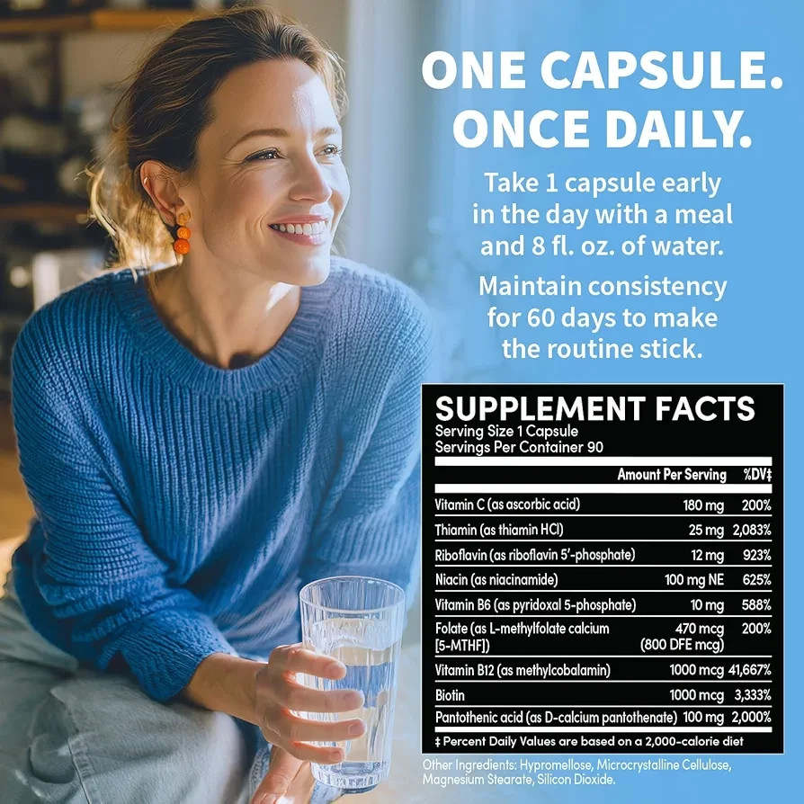 9-in-1 Methylated B Complex with Vitamin C, B12 & L-5-MTHF - Veg - photo 5