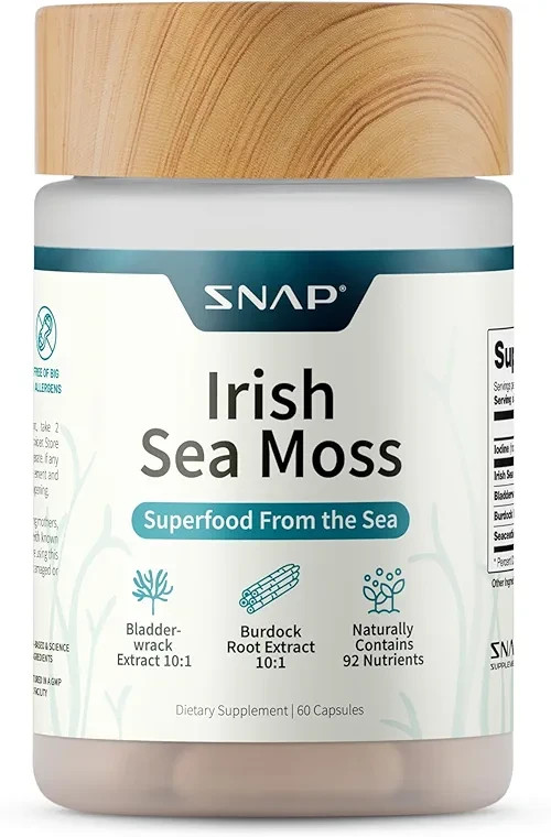 SNAP Organic Sea Moss Burdock Iodine Supplement - 60 Capsules