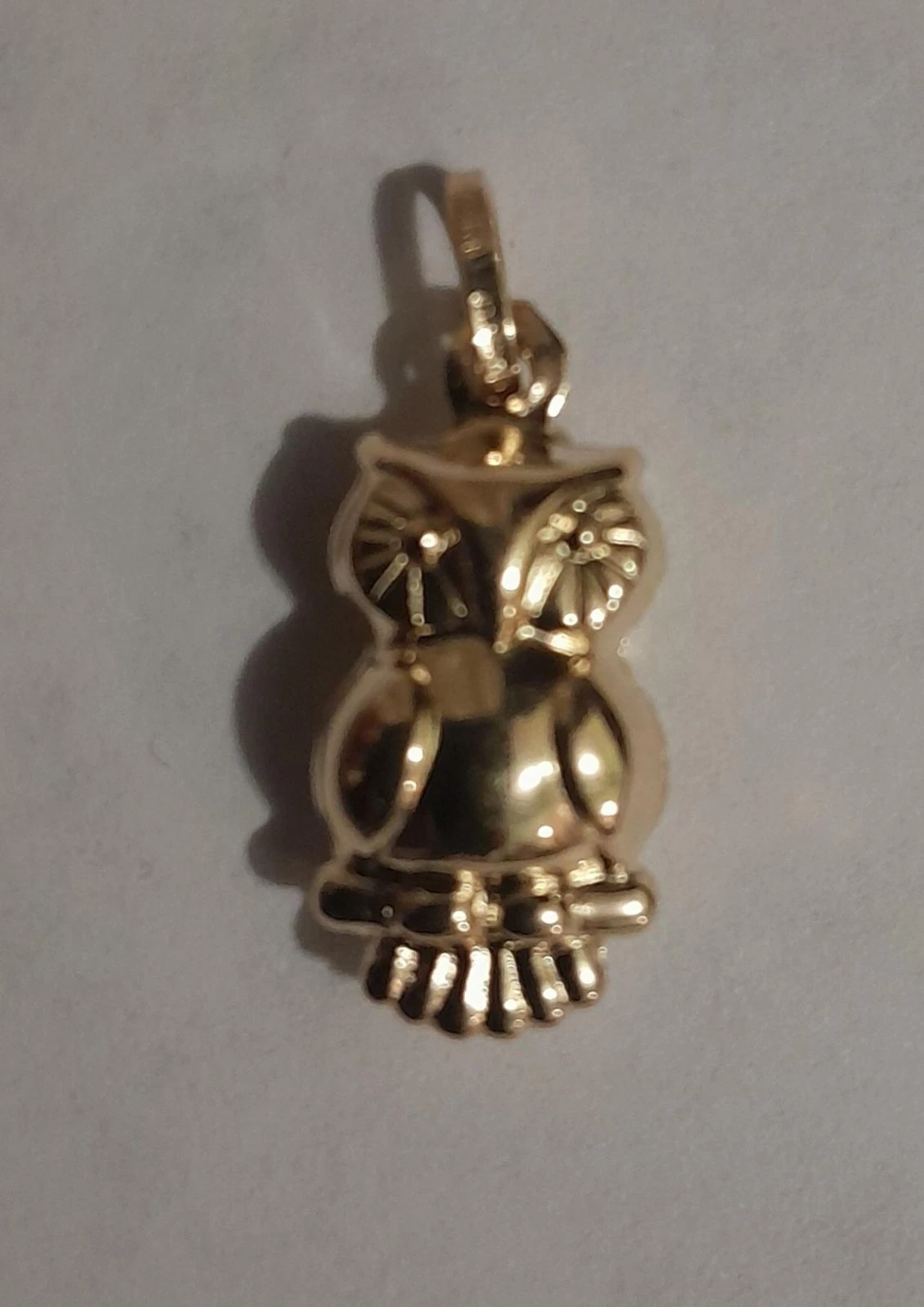 14K Yellow Gold Polished Owl Charm Pendant