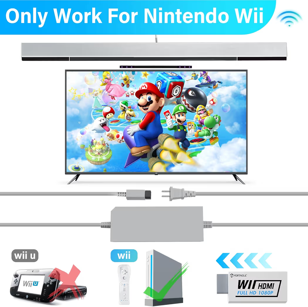 PORTHOLIC 4-in-1 Wii Cables: AC Adapter + HDMI - photo 3