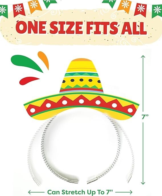 Sombrero Headband Hats, 9 Pack - Cinco De Mayo Party Supplies - photo 2