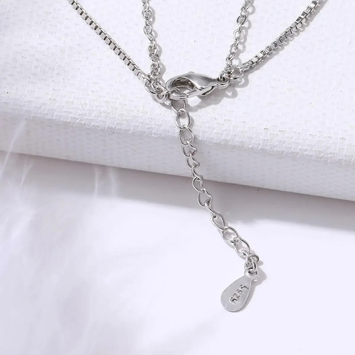 925 Sterling Silver Bracelet Double Chain White Gold Plate Cubic - photo 3