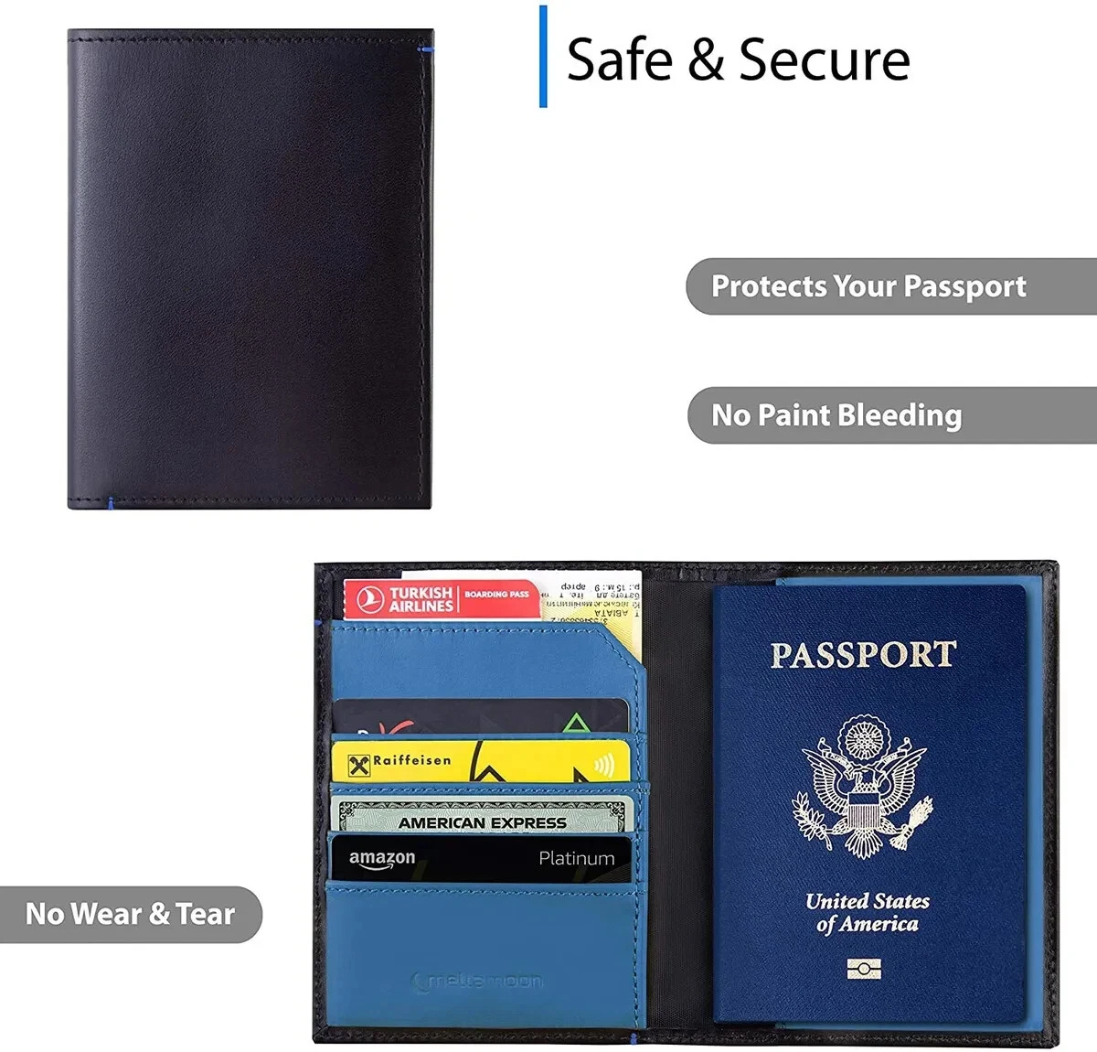 Leather Passport Cover Credit Card Holder Passport Wallet