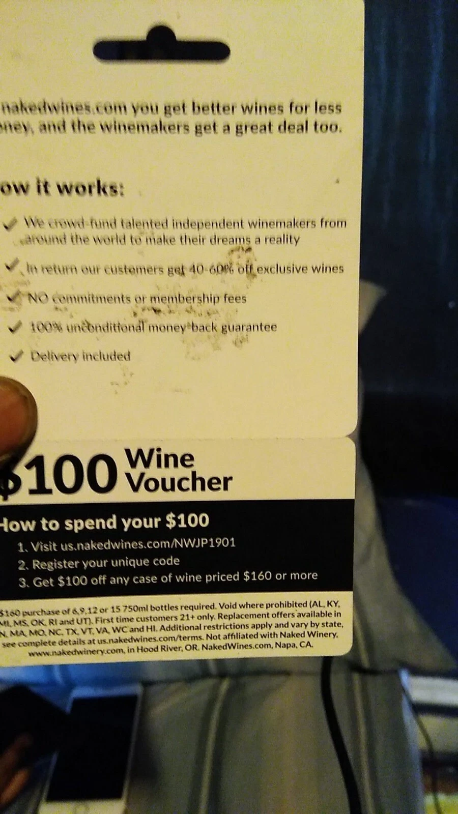 $100 Wine Voucher / Gift Card Nakedwines.com - photo 2