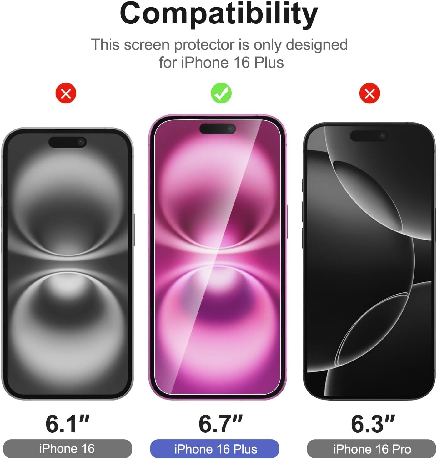 3 Pack iPhone 16 Plus Screen Protectors - photo 3