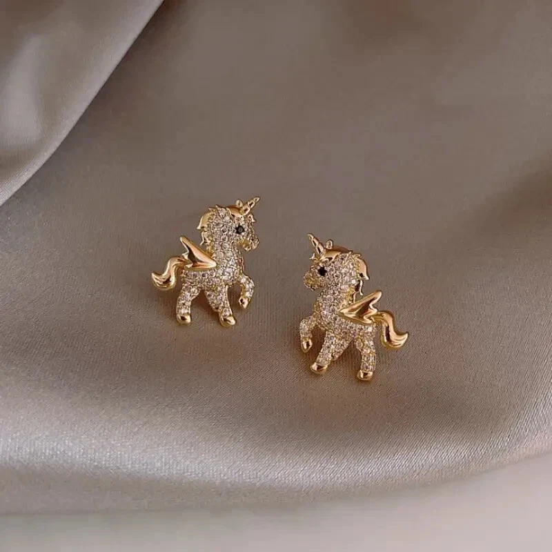 Unicorn Stud Earrings Crystal Fashion Earrings for Women