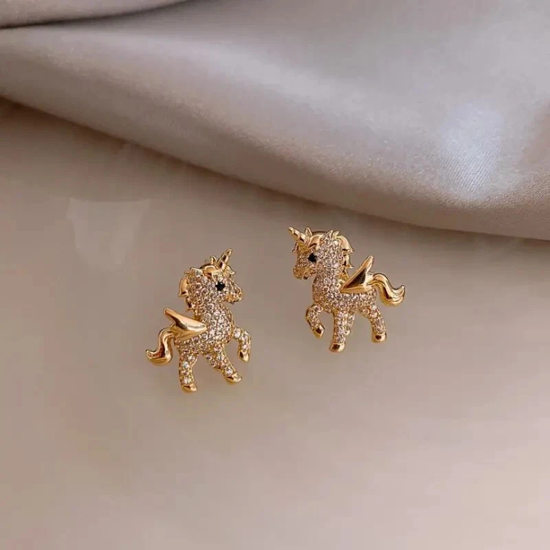Unicorn Stud Earrings Crystal Fashion Earrings for Women - photo 2