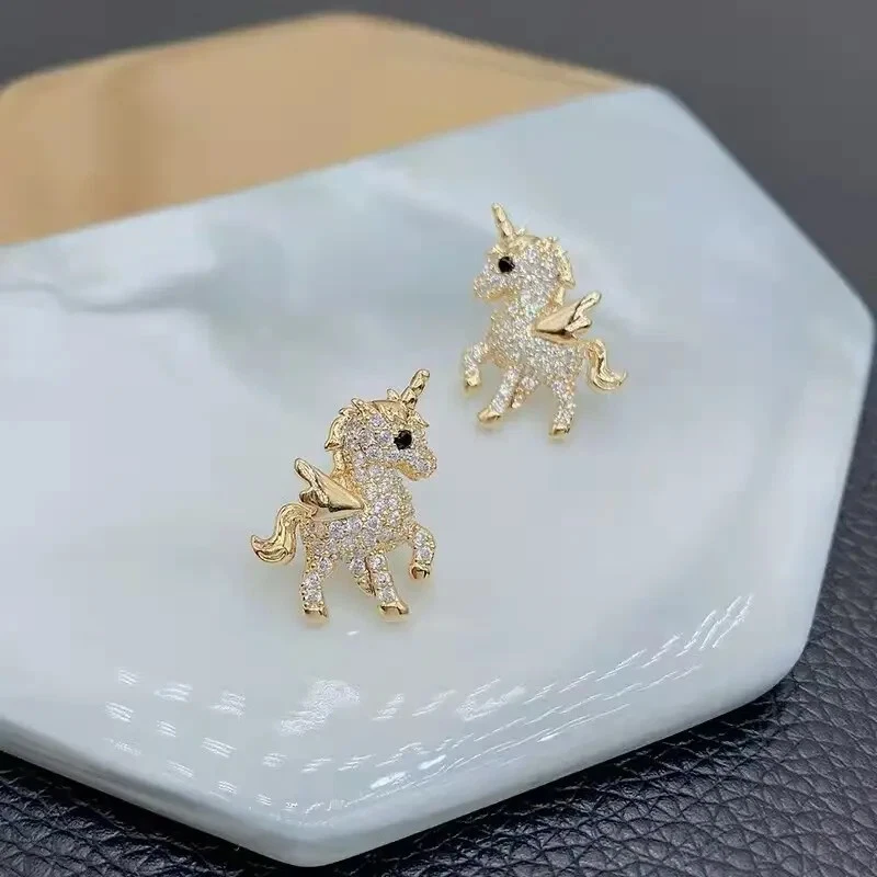 Unicorn Stud Earrings Crystal Fashion Earrings for Women - photo 3