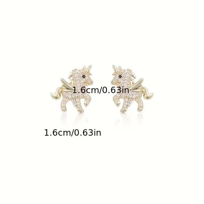 Unicorn Stud Earrings Crystal Fashion Earrings for Women - photo 4