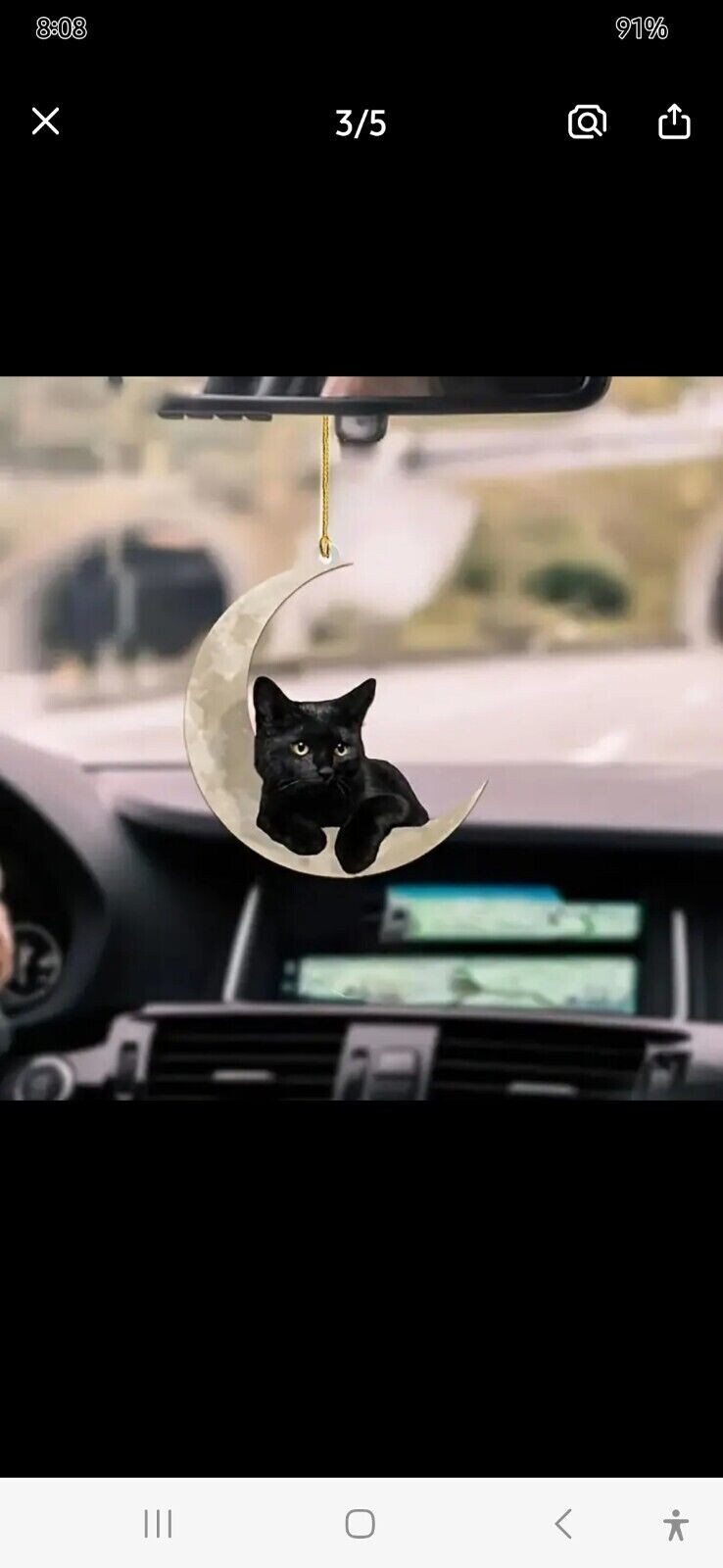 Black Cat Hanging Moon Ornament Decor - photo 5