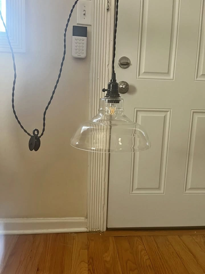 Industrial Hanging Light with Clear Glass Shade and Eidson Bulb