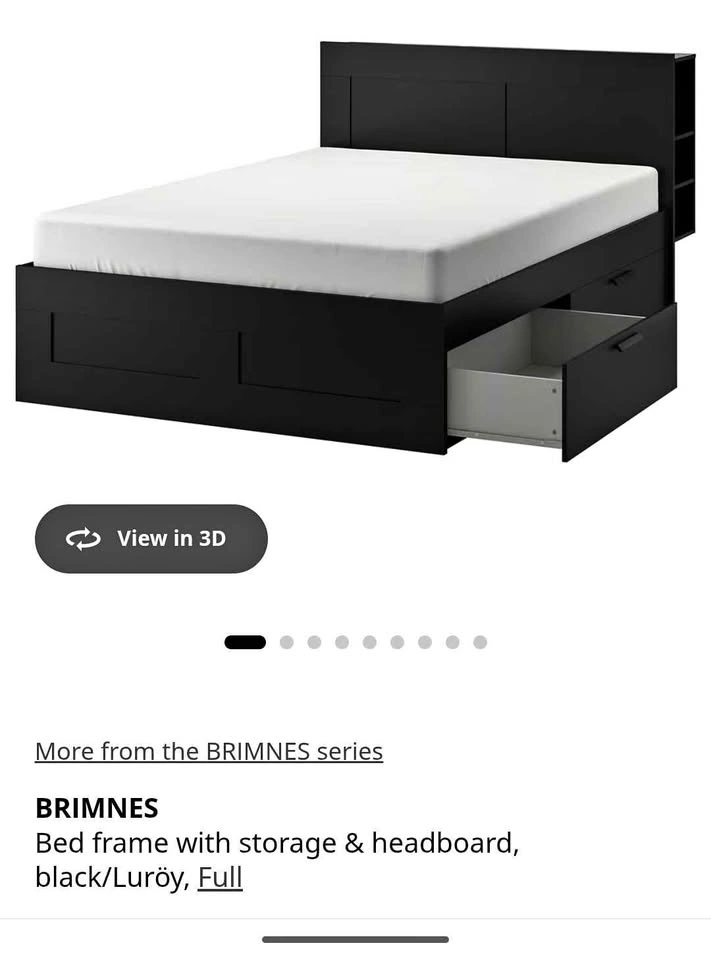 IKEA Brimnes Bed Frame w/ Storage & Headboard - Double/Full