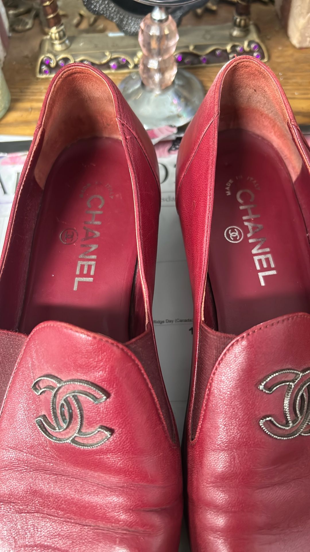 Ladies Chanel Burgundy Leather Shoes Size 39 1/2 - photo 2