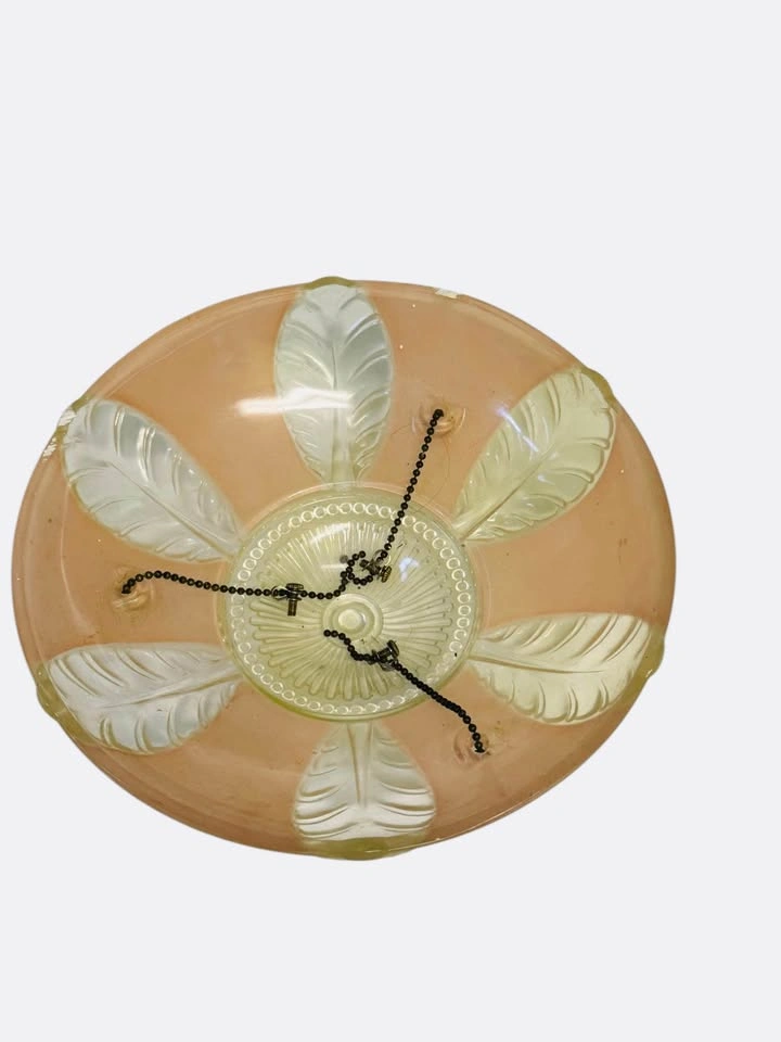 1930's Art Deco Pink Frosted Glass Ceiling Light Fixture Cover S - photo 2