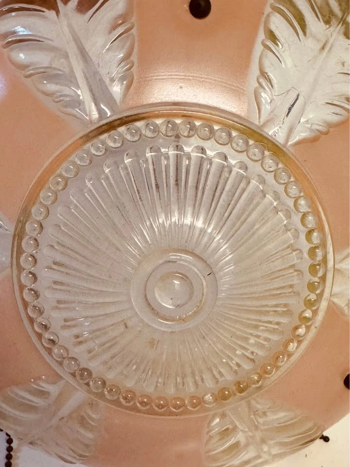 1930's Art Deco Pink Frosted Glass Ceiling Light Fixture Cover S - photo 4