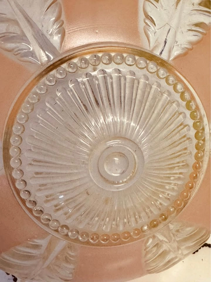 1930's Art Deco Pink Frosted Glass Ceiling Light Fixture Cover S - photo 5