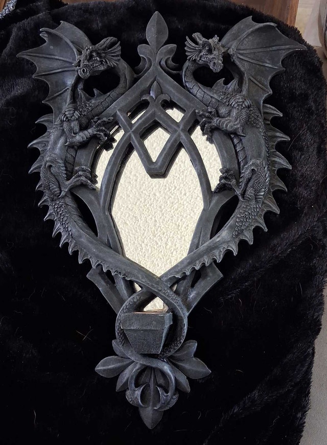 Gothic Dragon Mirror Candle Holder