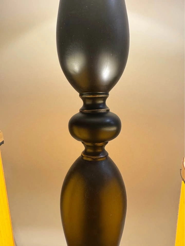 3 Black Wooden Lamps (2 Table, 1 Floor) - photo 3