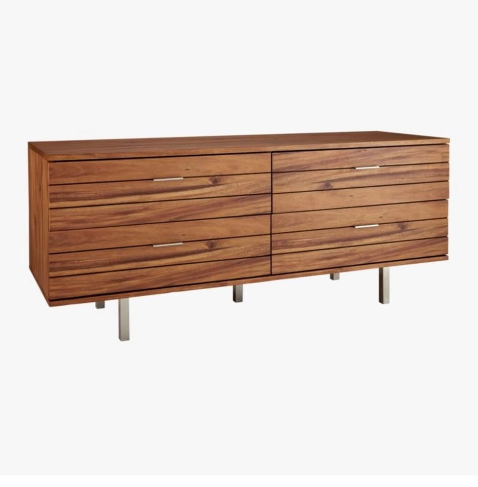 CB2 Linear 4-Drawer Low Wood Dresser - Modern Solid Wood - photo 2