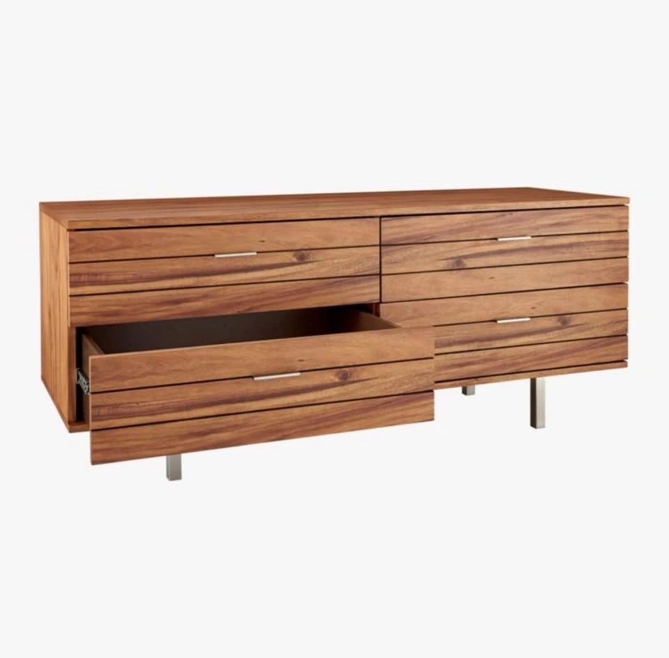 CB2 Linear 4-Drawer Low Wood Dresser - Modern Solid Wood - photo 3