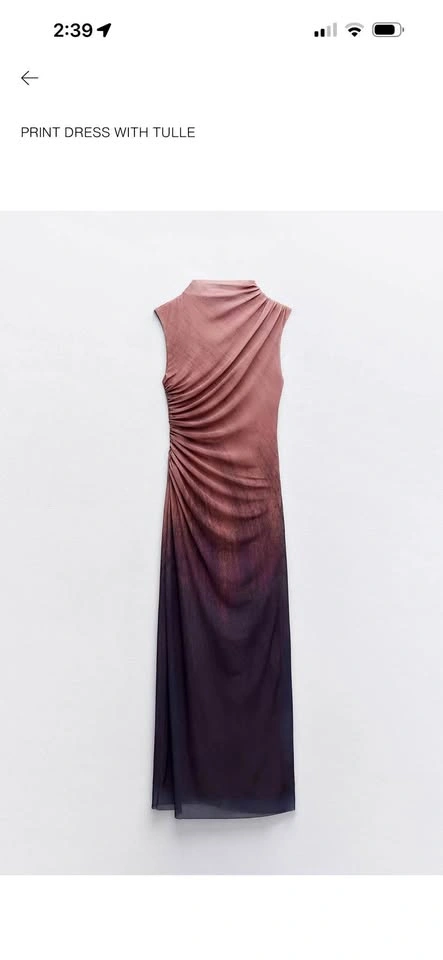 Zara Pink Print Midi Dress (Size M)