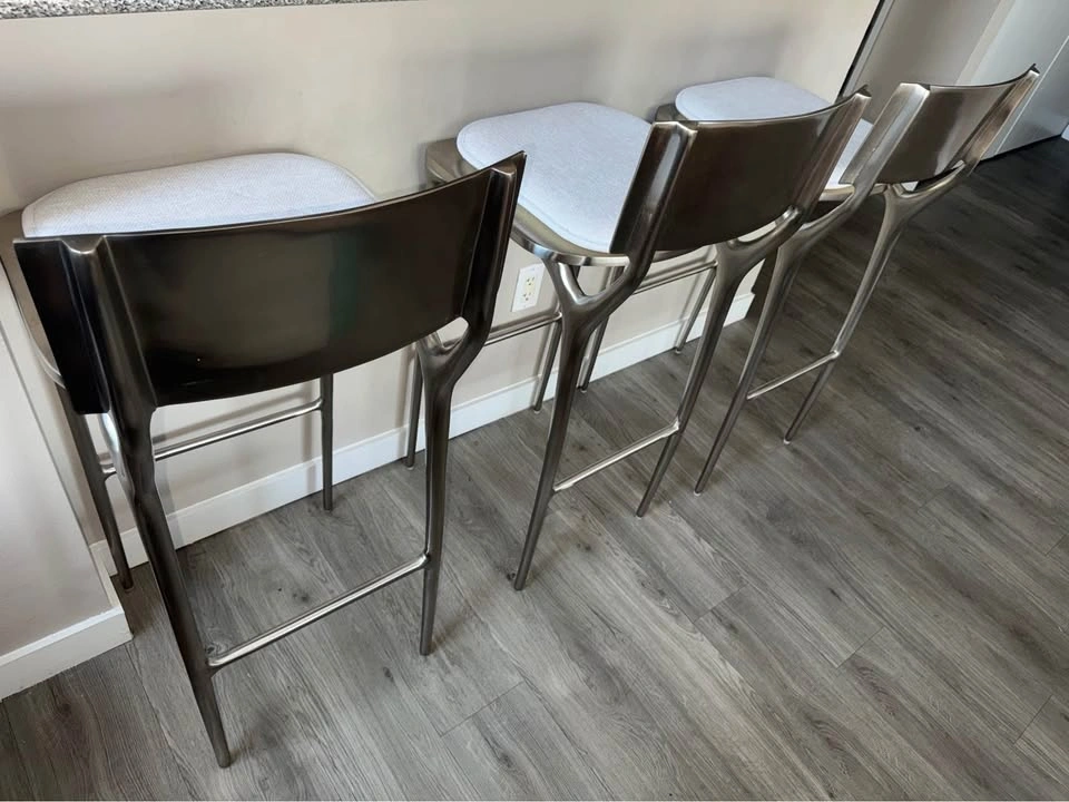 CB2 Oro Polished Silver Bar Stool by Azeeza - Like New - photo 2