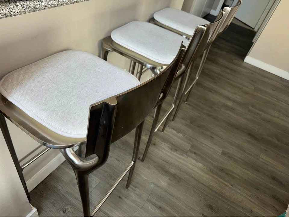 CB2 Oro Polished Silver Bar Stool by Azeeza - Like New - photo 3