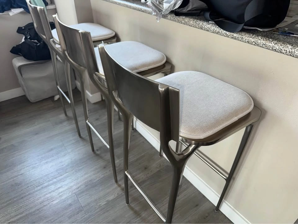 CB2 Oro Polished Silver Bar Stool by Azeeza - Like New - photo 4